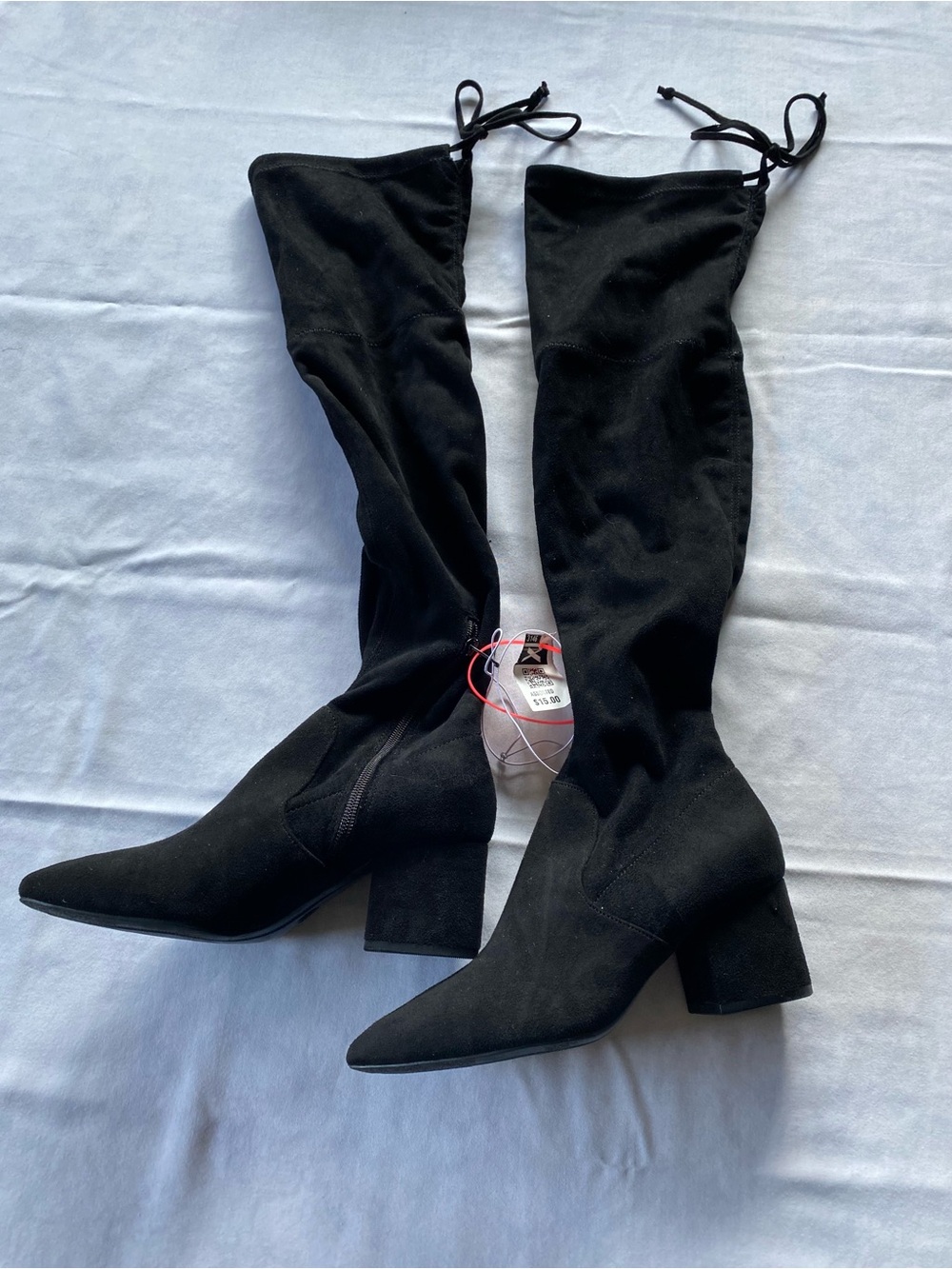 New Black Suede/Velvet Boots Size 5 1/2